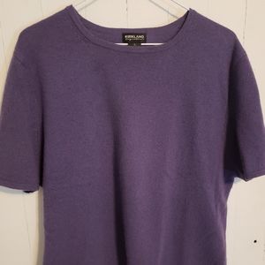 Amethyst Cashmere Short Sleeve Sweater Top XL
